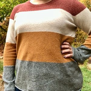 PINQUE Gina Crew Neck Pullover Orange, Red, Gray XL